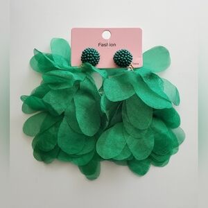 Whimsical Green Chiffon Earrings